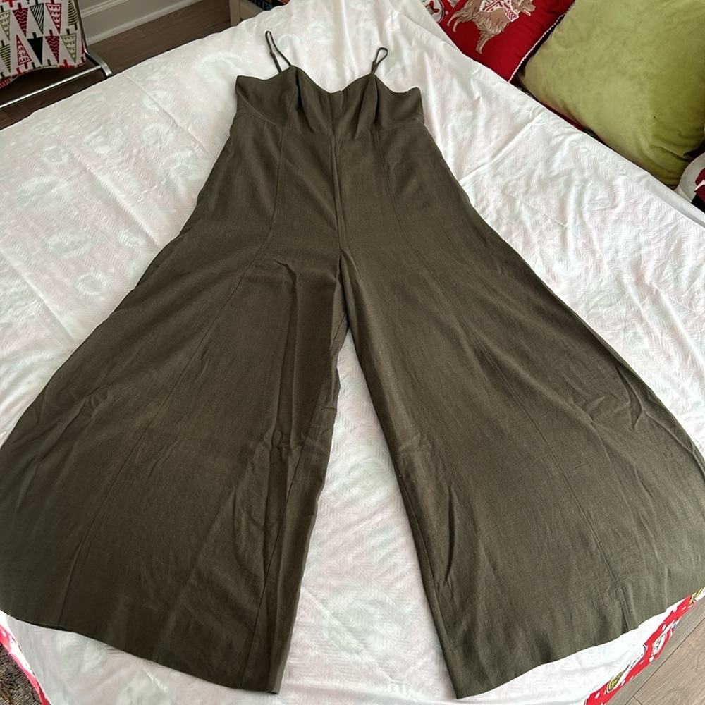 Express linen blend wide leg jumpsuit